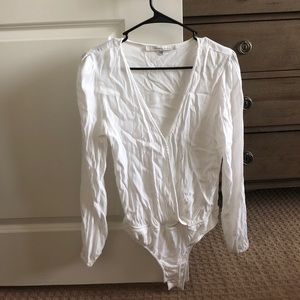 Lovers + Friends White long sleeve bodysuit Size S